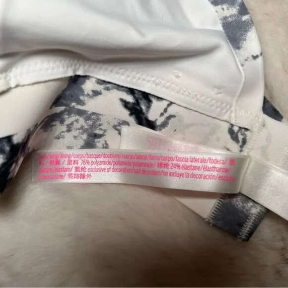 NWOT PINK Marble Bonded Strappy Marble Bralette White & Gray Size XS - Picture 6 of 6